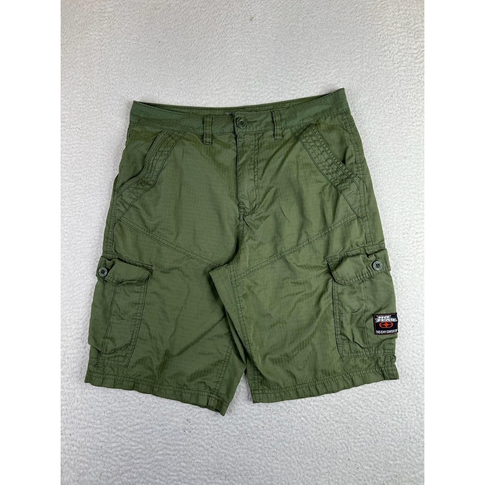 No Fear Cargo Shorts Mens 32 Green 11 Inseam Nylon Ripstop Casual Summer